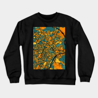 Turin Map Pattern in Orange & Teal Crewneck Sweatshirt